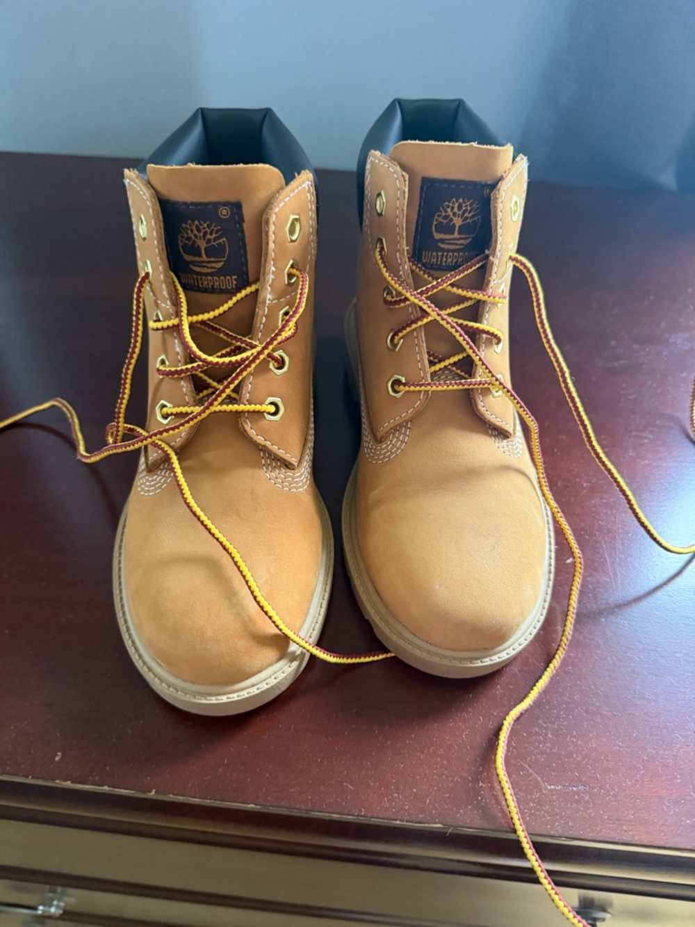 Timberland Kids Waterproof Boots - Wheat/Tan with Yellow Accents